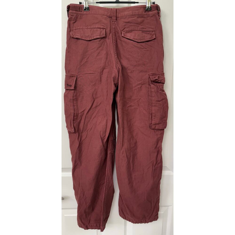 Artiza TNA cargo size 4 burgundy pants high rise ankle joggers cotton maroon - Picture 4 of 9